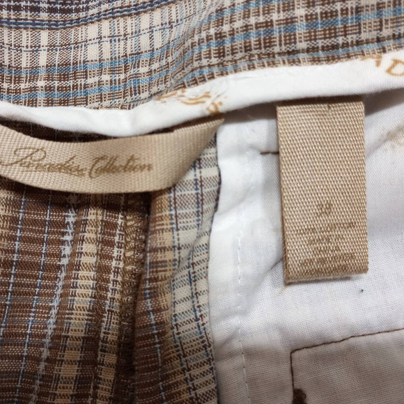 Paradise Collection 38" plaid shorts lightweight brown mid length at the knee - Picture 6 of 6